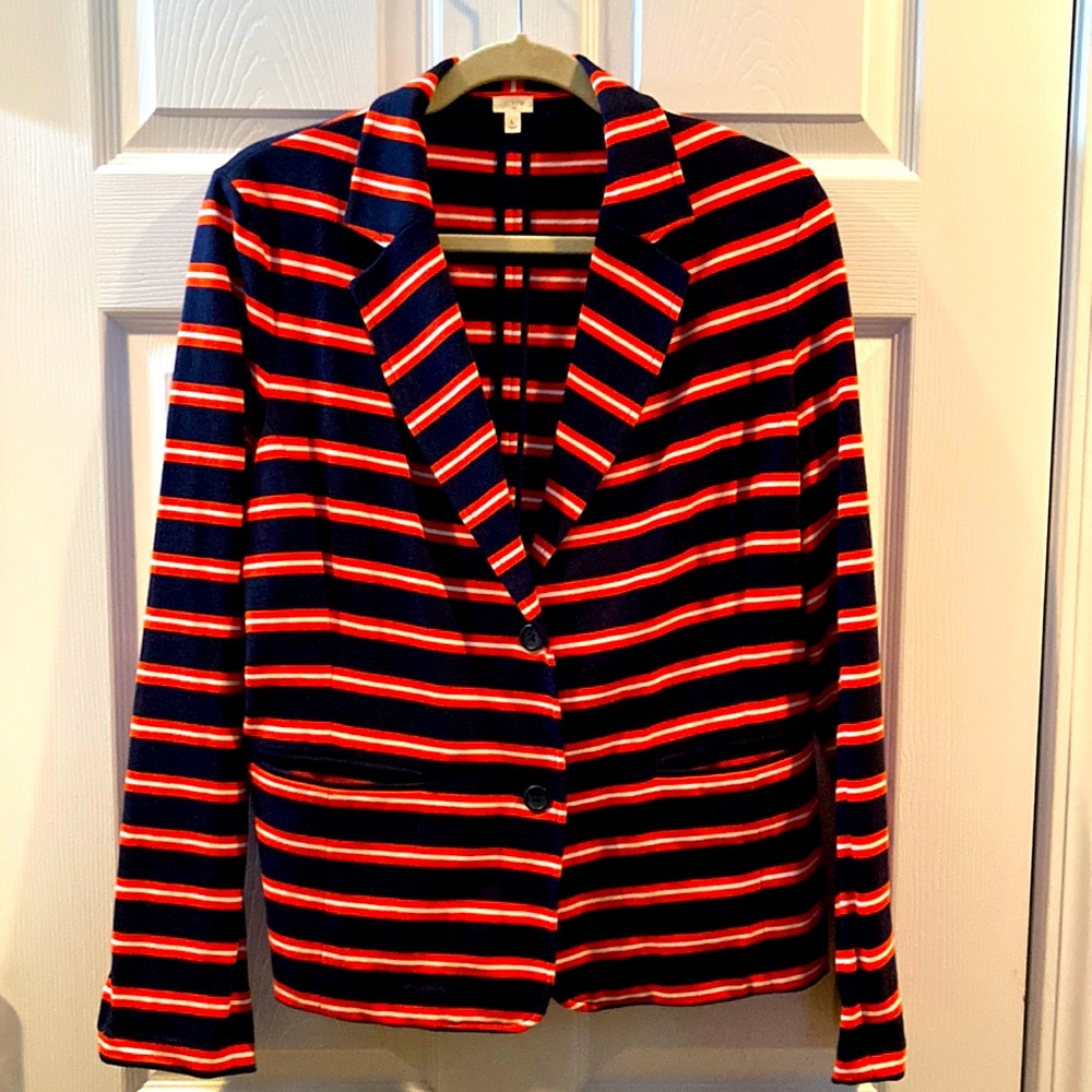 J Crew Striped Jacket/Blazer with Pockets Size L